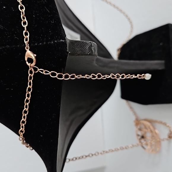 NRT Rose Gold Tone Pendant w/ Purple, Blue & Clear Rhinestones on 30" Chain - Picture 6 of 8